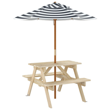 Picknicktafel voor 4 kinderen met parasol massief vurenhout - AllerleiShop