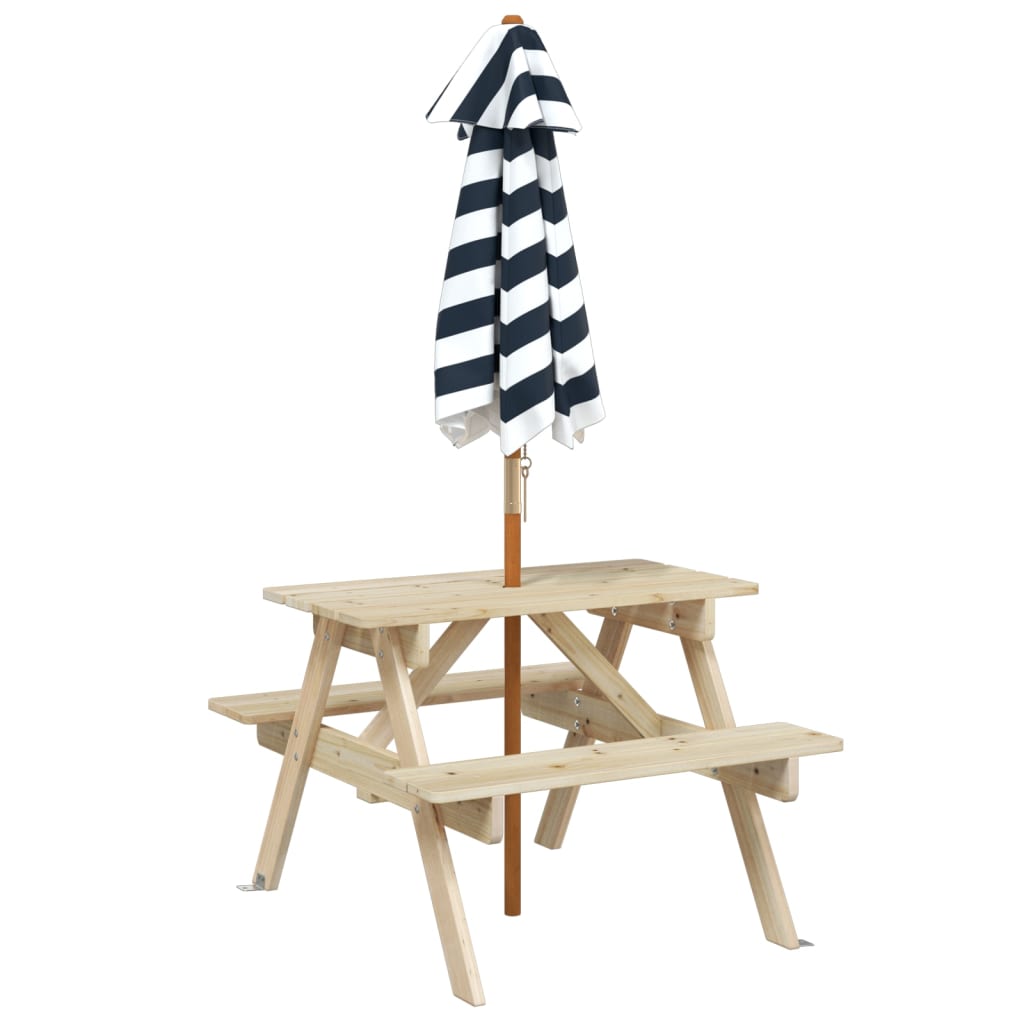 Picknicktafel voor 4 kinderen met parasol massief vurenhout - AllerleiShop