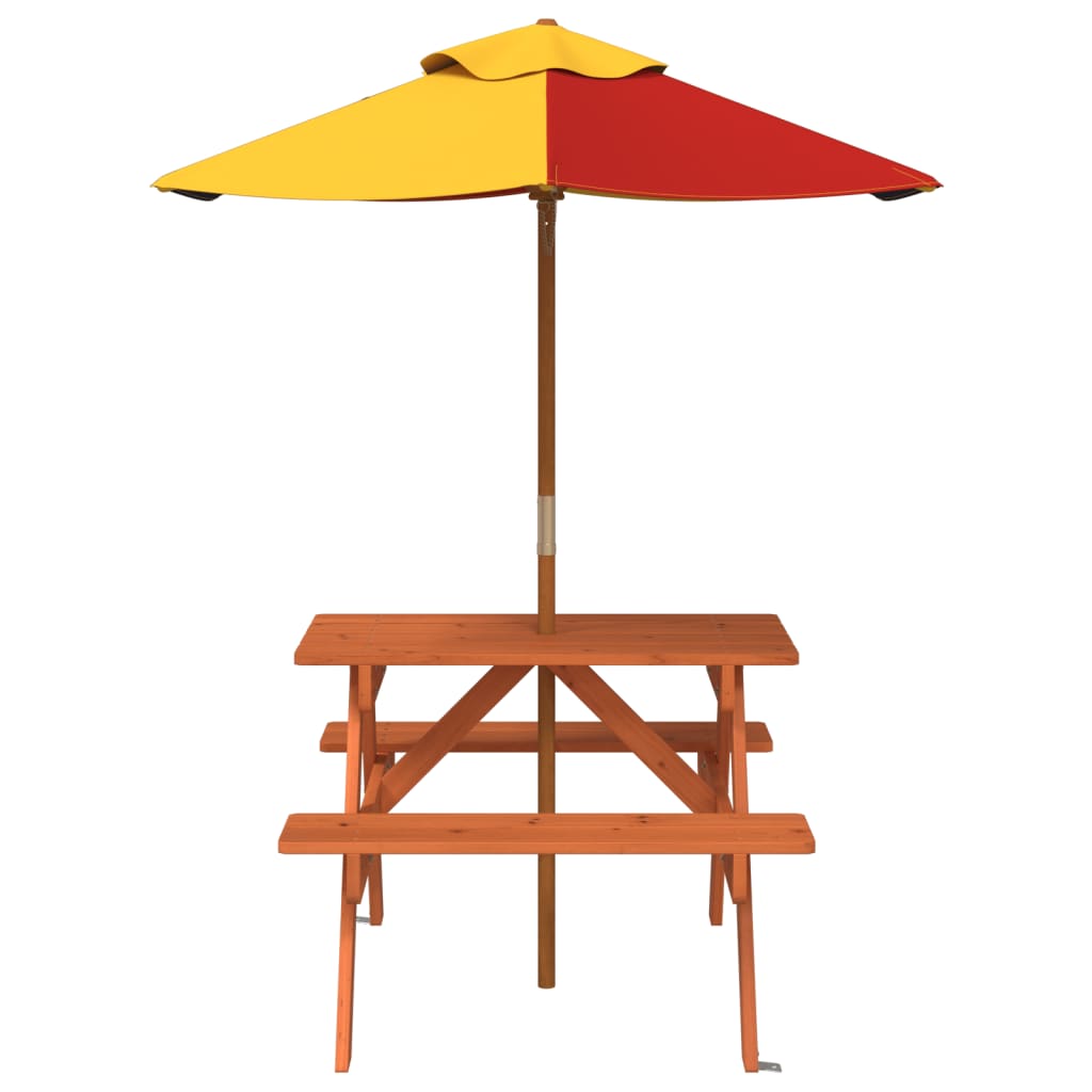 Picknicktafel voor 4 kinderen met parasol massief vurenhout - AllerleiShop