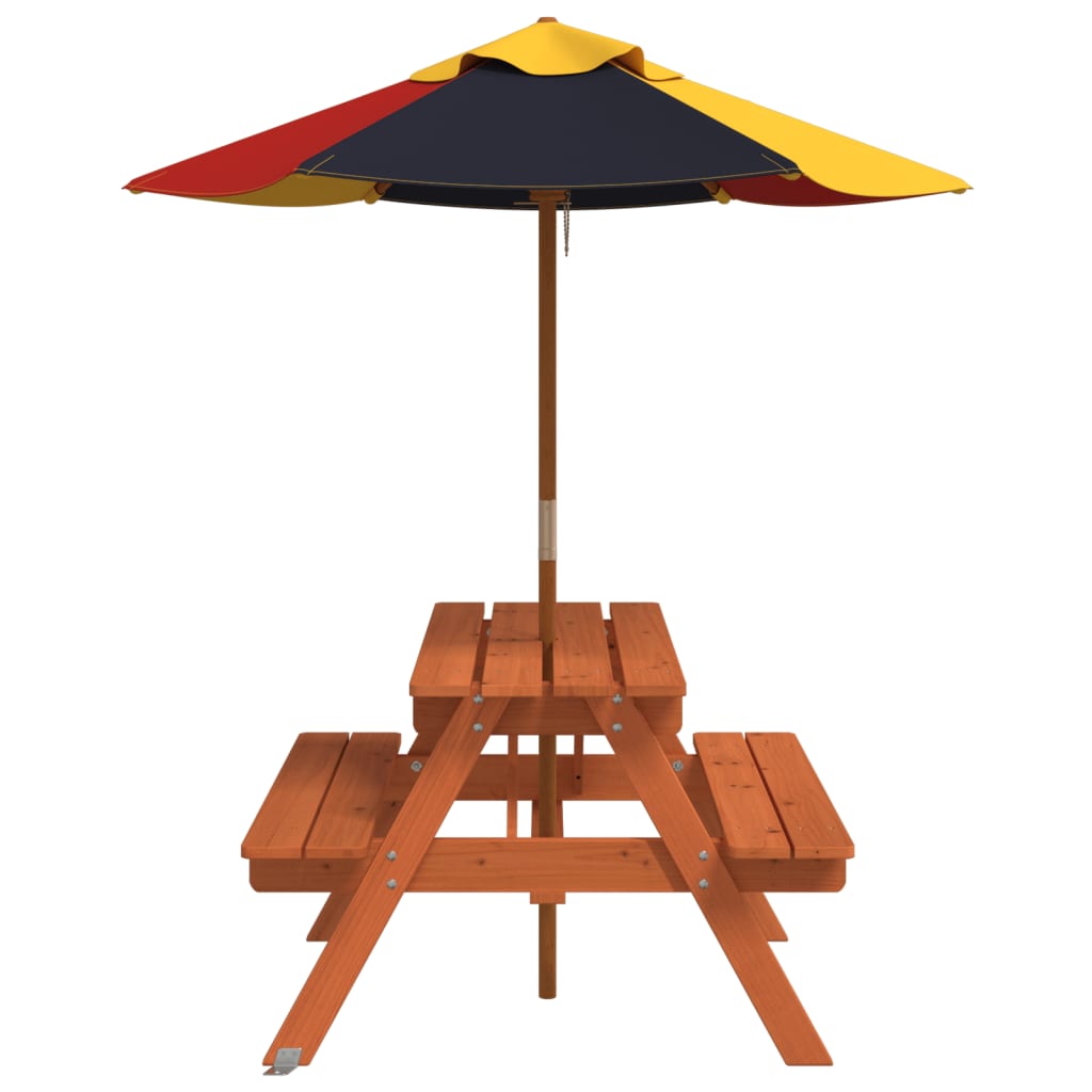 Picknicktafel voor 4 kinderen met parasol massief vurenhout - AllerleiShop