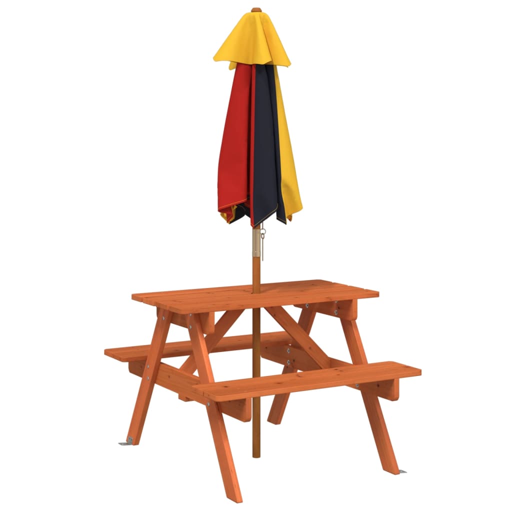 Picknicktafel voor 4 kinderen met parasol massief vurenhout - AllerleiShop