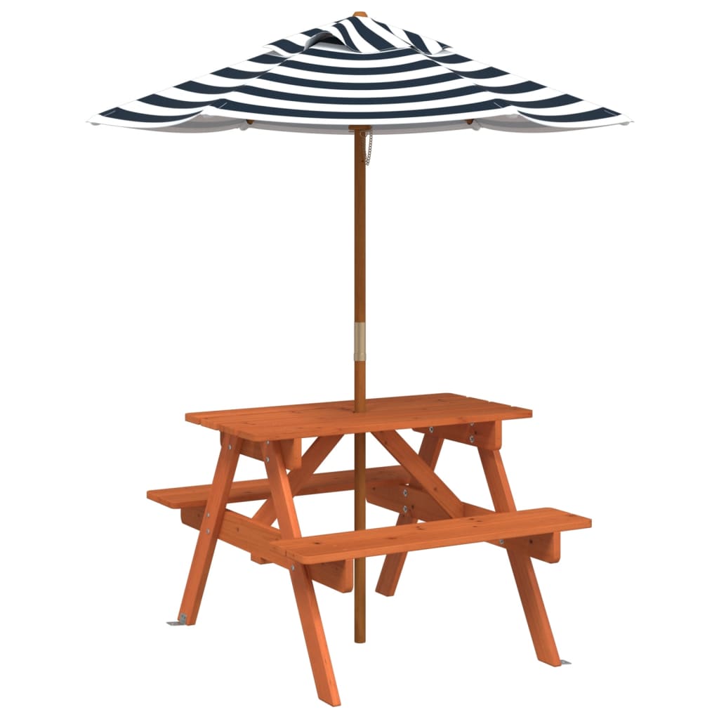 Picknicktafel voor 4 kinderen met parasol massief vurenhout - AllerleiShop