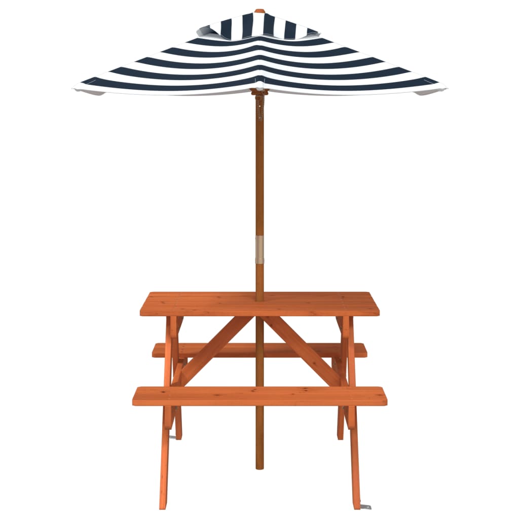 Picknicktafel voor 4 kinderen met parasol massief vurenhout - AllerleiShop