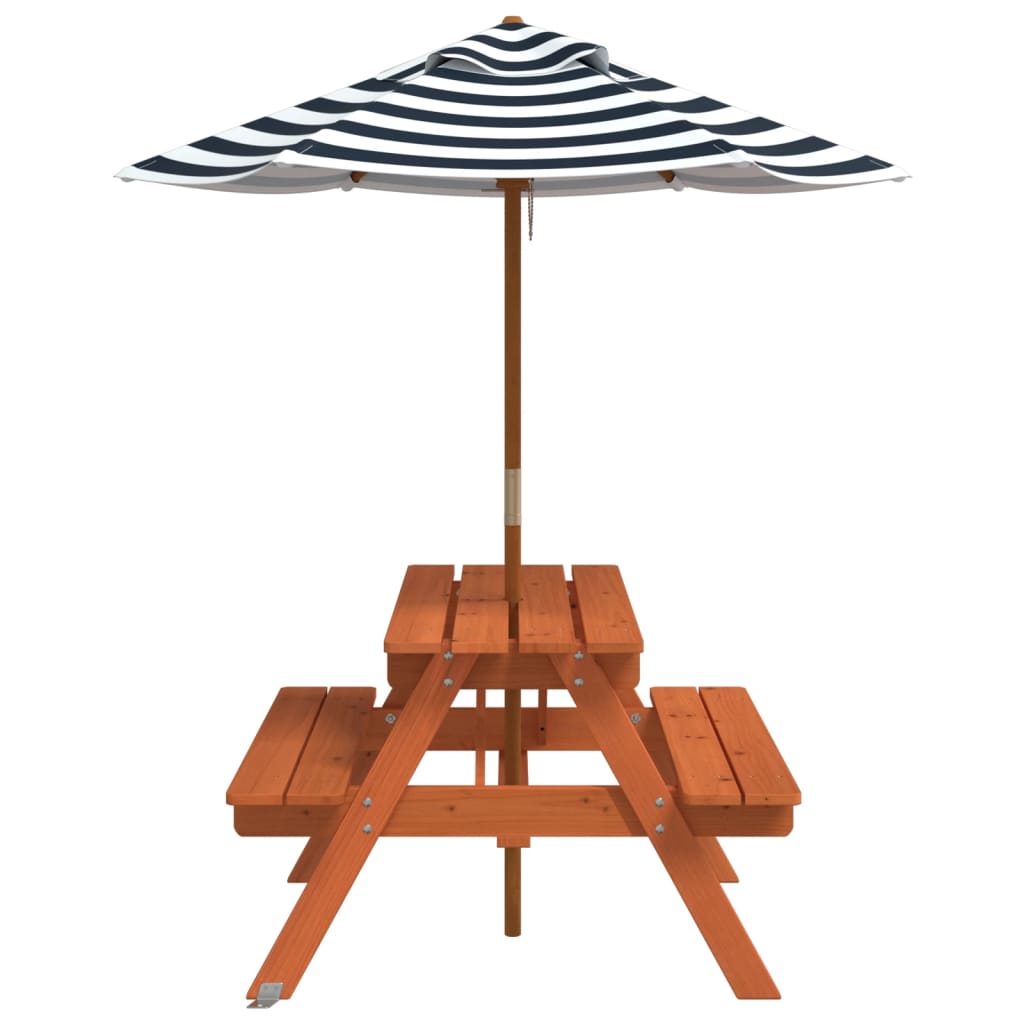 Picknicktafel voor 4 kinderen met parasol massief vurenhout - AllerleiShop