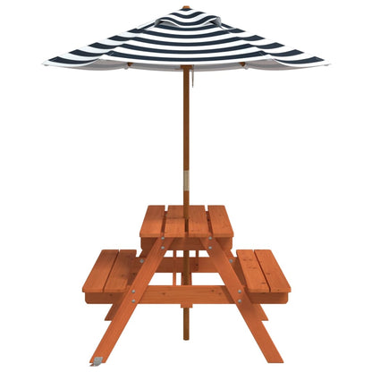 Picknicktafel voor 4 kinderen met parasol massief vurenhout - AllerleiShop