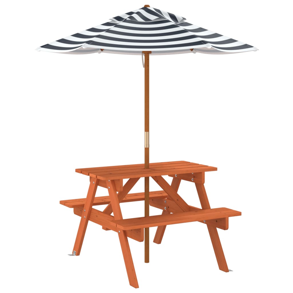 Picknicktafel voor 4 kinderen met parasol massief vurenhout - AllerleiShop