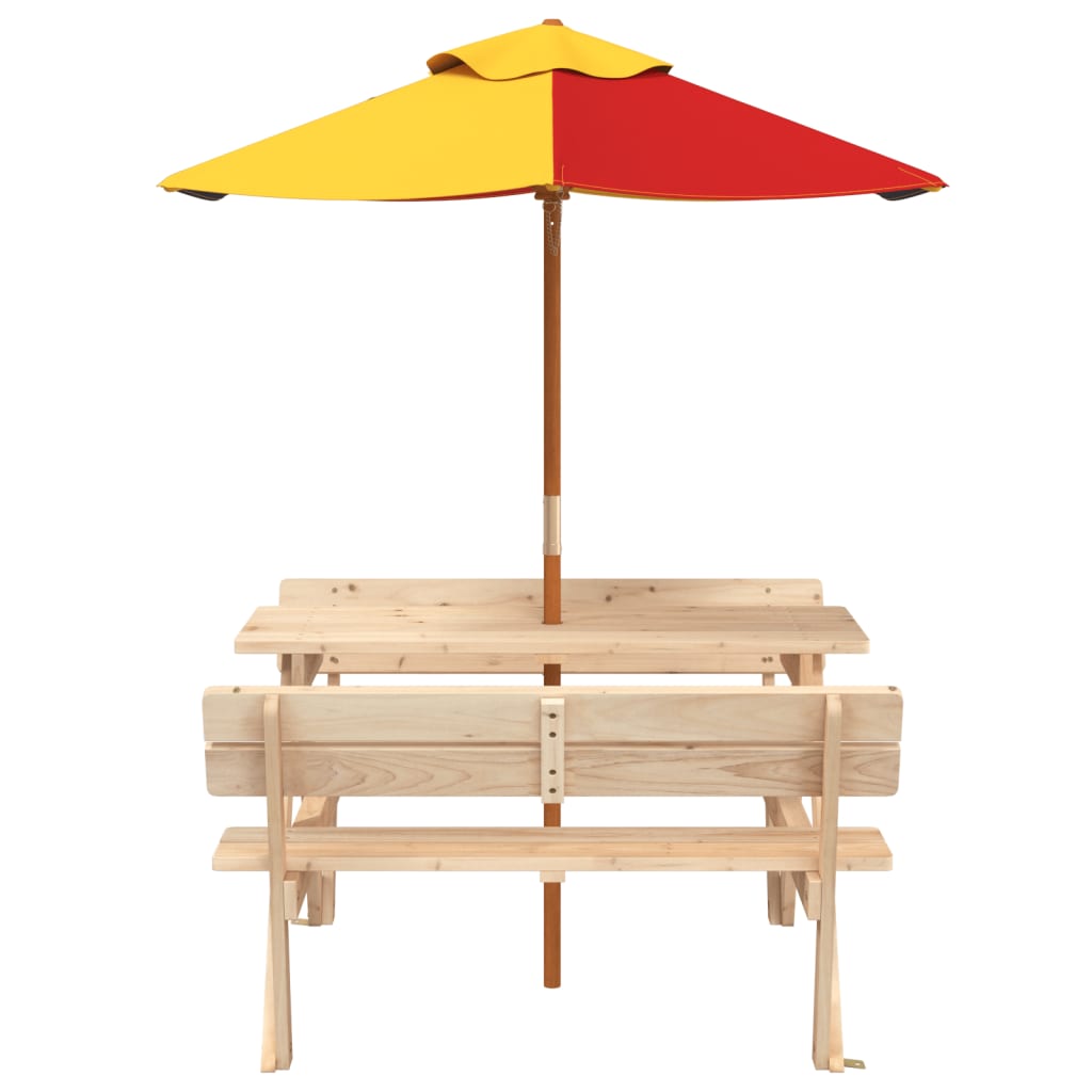 Picknicktafel voor 4 kinderen met parasol massief vurenhout - AllerleiShop