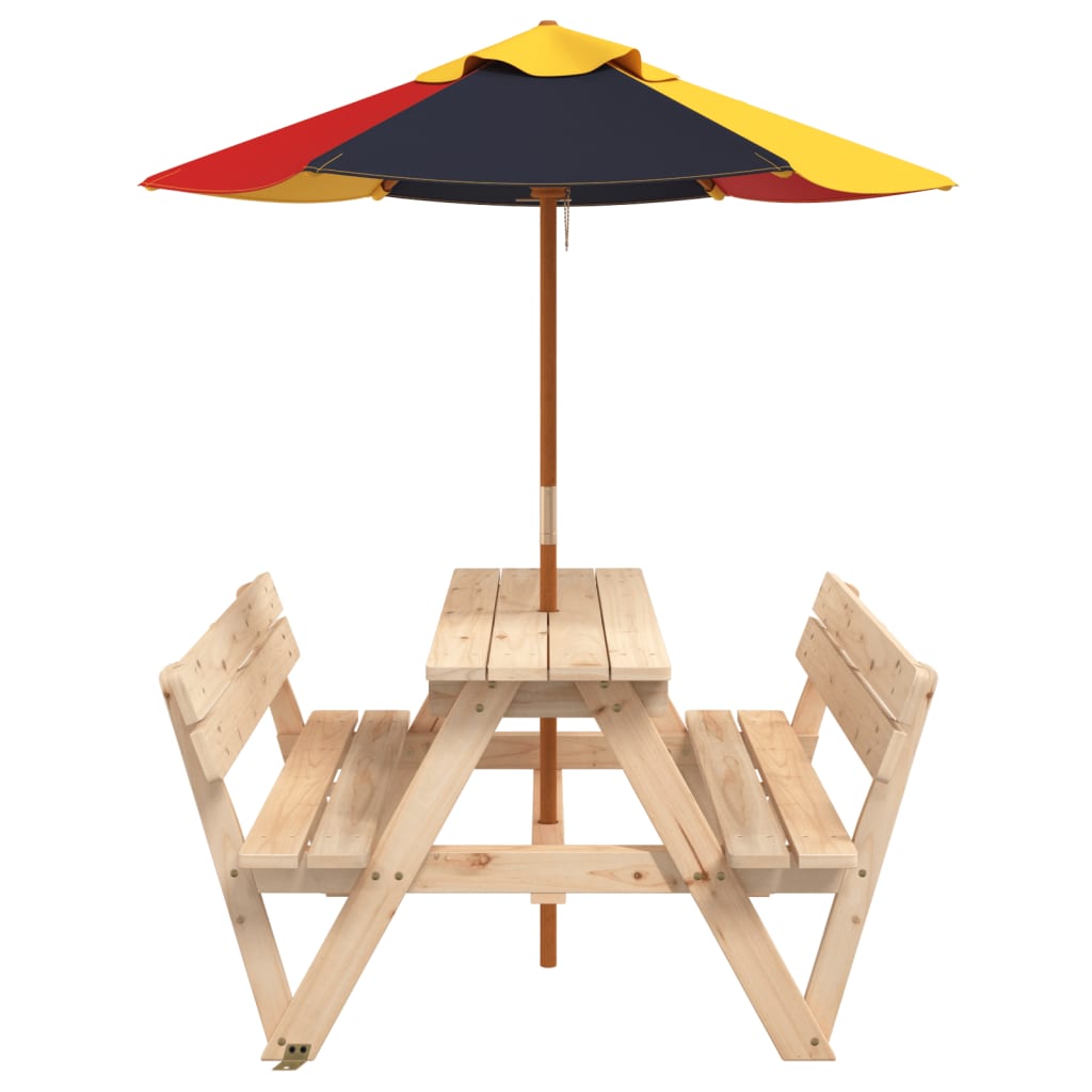 Picknicktafel voor 4 kinderen met parasol massief vurenhout - AllerleiShop