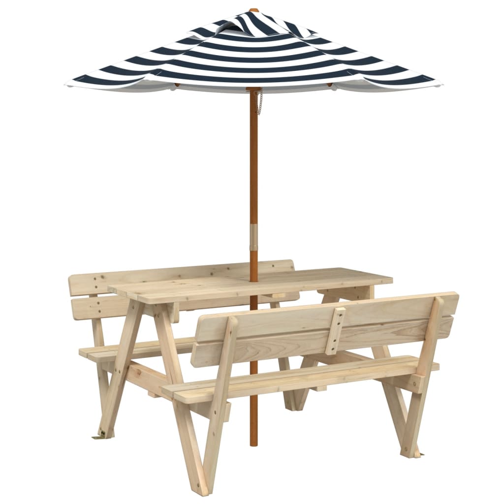 Picknicktafel voor 4 kinderen met parasol massief vurenhout - AllerleiShop