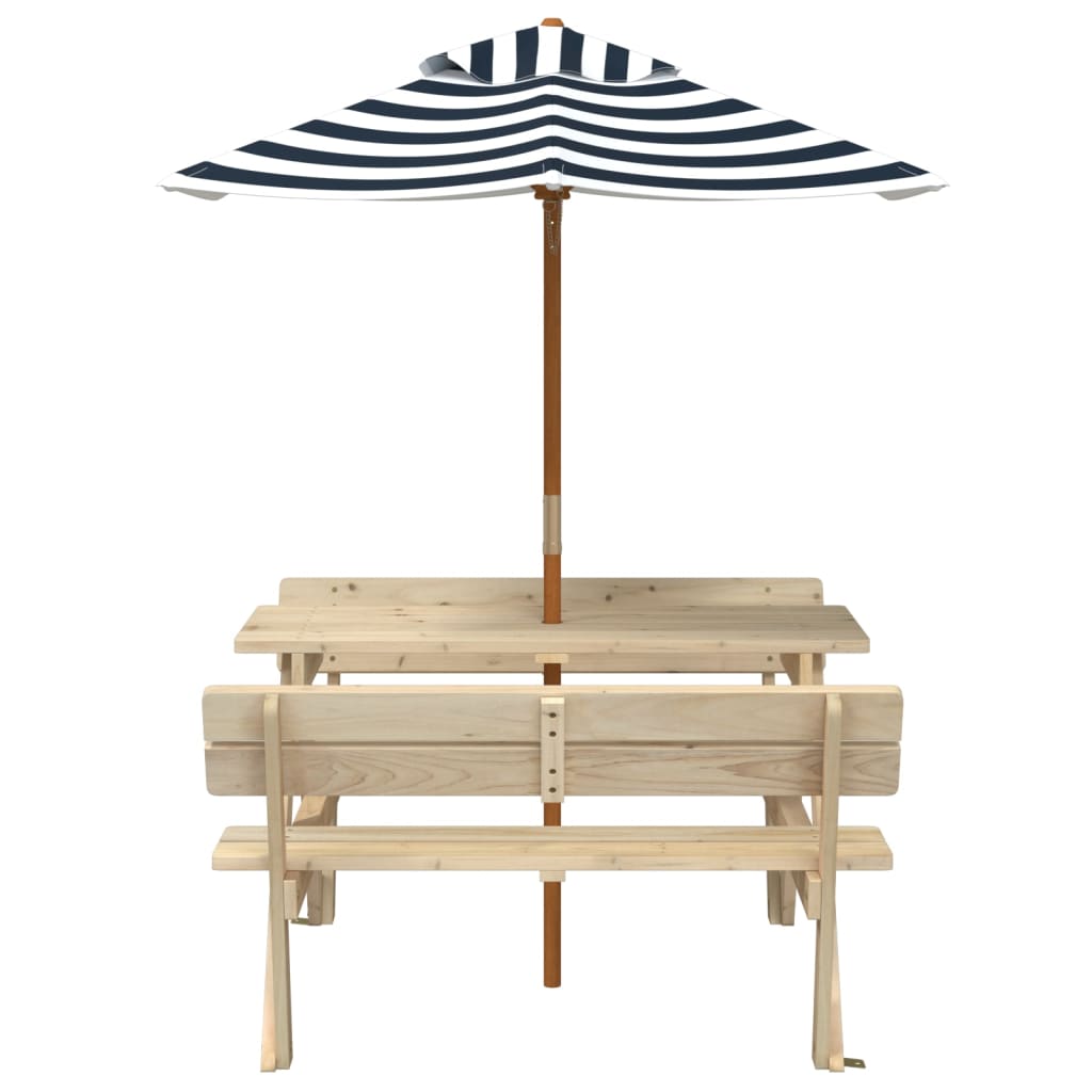 Picknicktafel voor 4 kinderen met parasol massief vurenhout - AllerleiShop