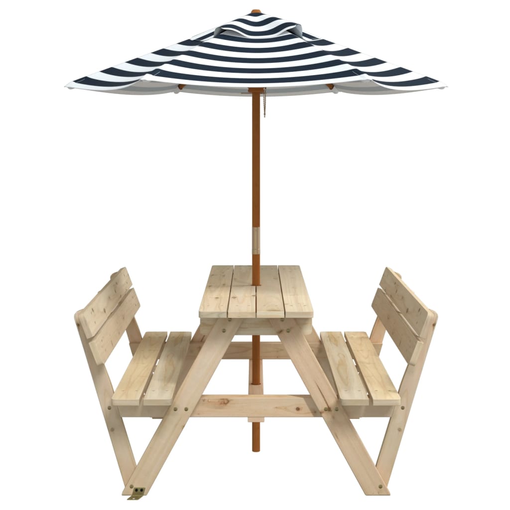 Picknicktafel voor 4 kinderen met parasol massief vurenhout - AllerleiShop