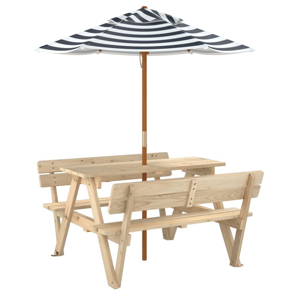 Picknicktafel voor 4 kinderen met parasol massief vurenhout - AllerleiShop