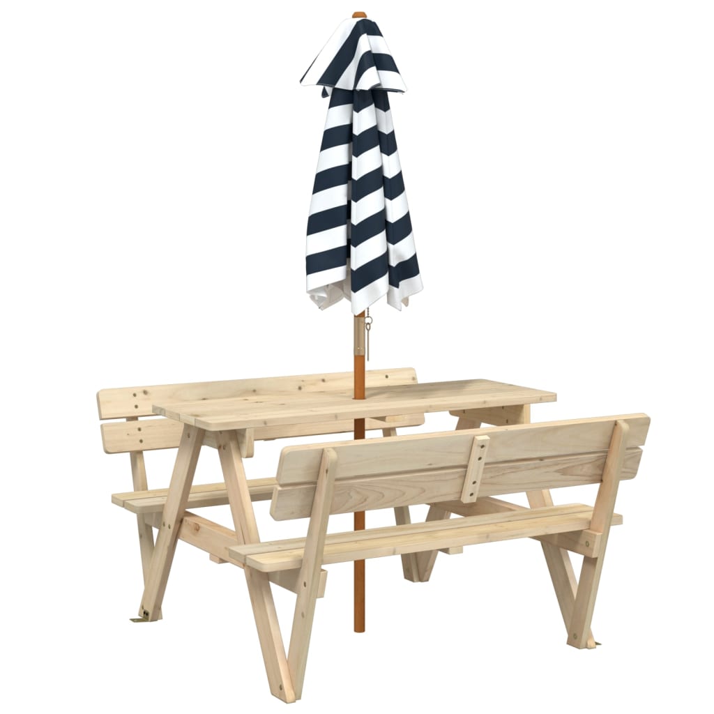 Picknicktafel voor 4 kinderen met parasol massief vurenhout - AllerleiShop