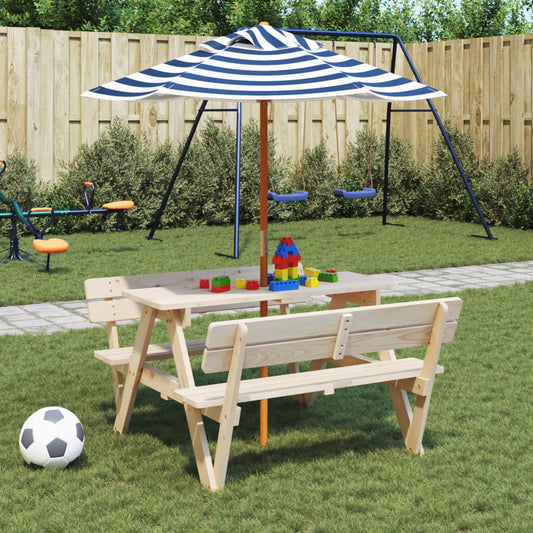 Picknicktafel voor 4 kinderen met parasol massief vurenhout - AllerleiShop