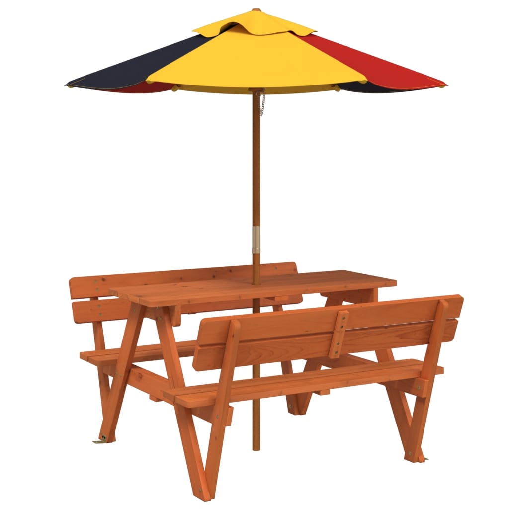 Picknicktafel voor 4 kinderen met parasol massief vurenhout - AllerleiShop