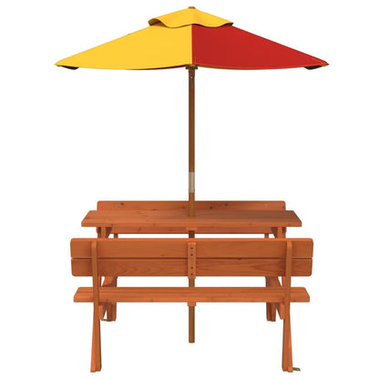 Picknicktafel voor 4 kinderen met parasol massief vurenhout - AllerleiShop