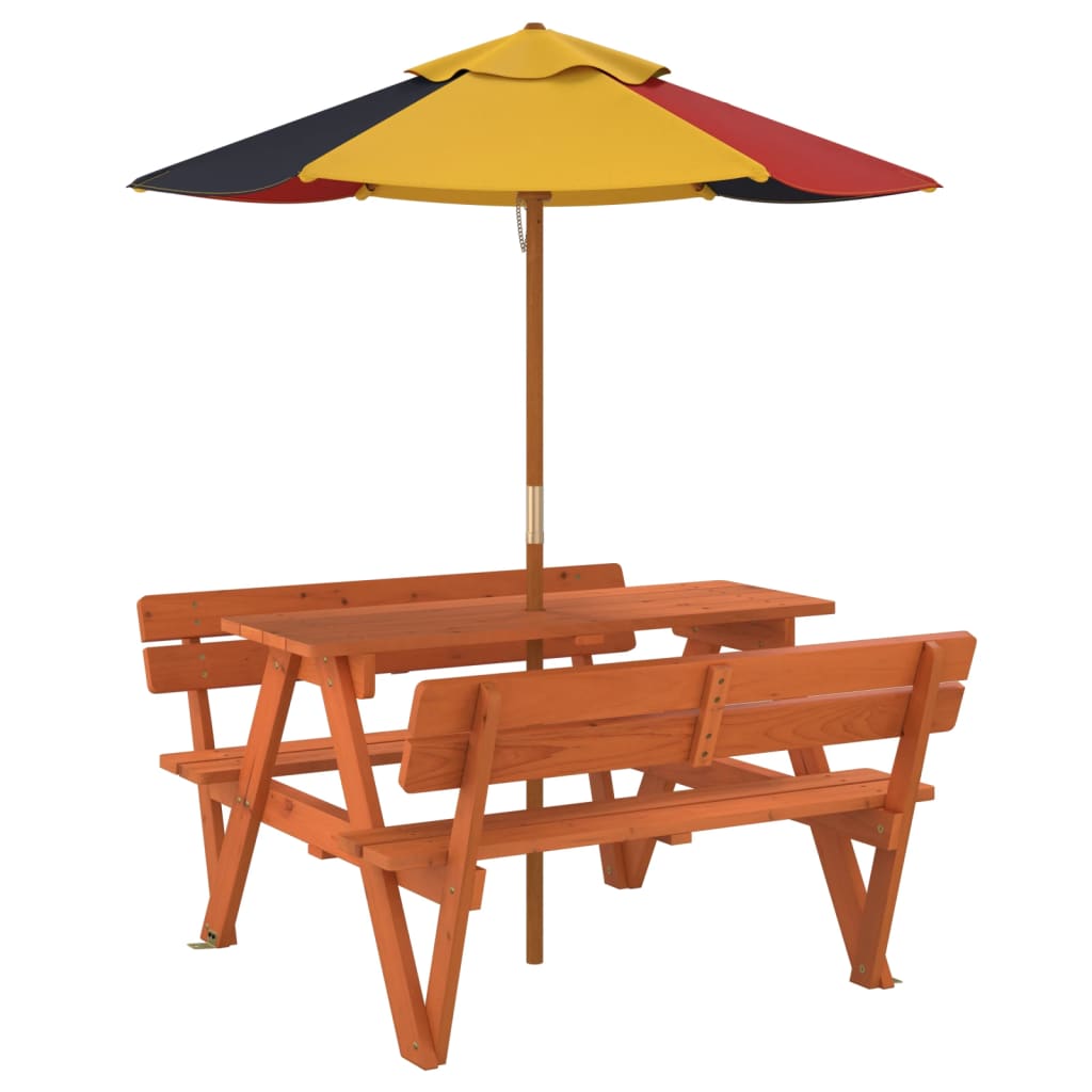 Picknicktafel voor 4 kinderen met parasol massief vurenhout - AllerleiShop