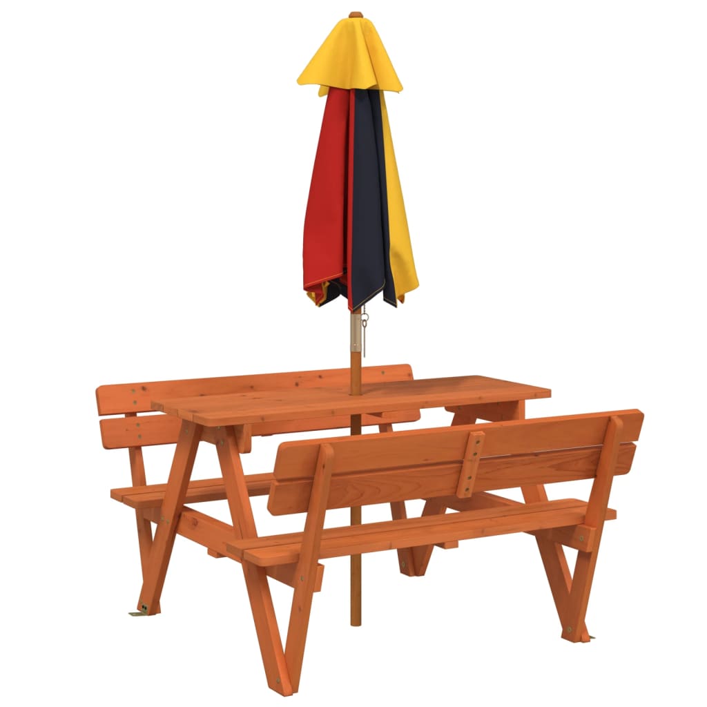 Picknicktafel voor 4 kinderen met parasol massief vurenhout - AllerleiShop