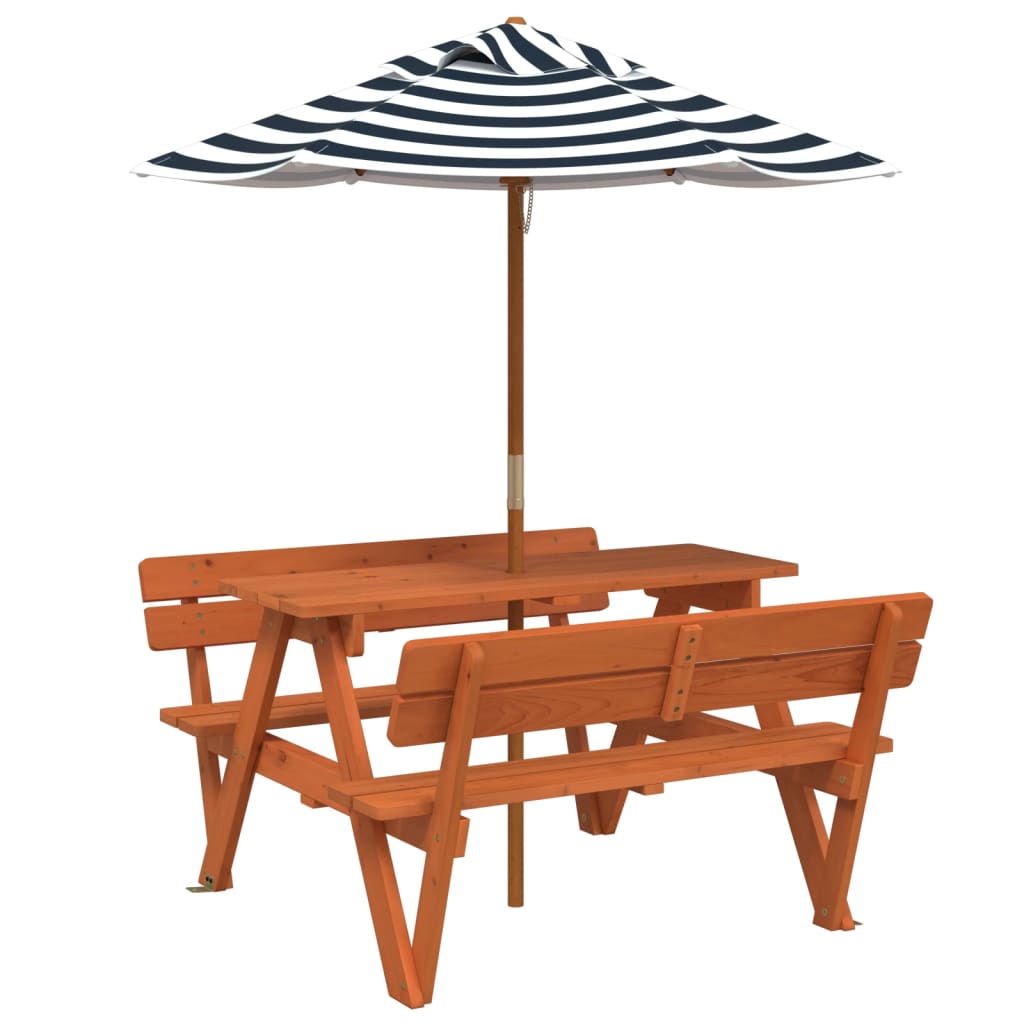 Picknicktafel voor 4 kinderen met parasol massief vurenhout - AllerleiShop