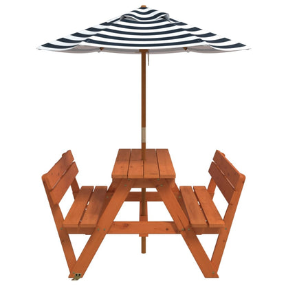 Picknicktafel voor 4 kinderen met parasol massief vurenhout - AllerleiShop