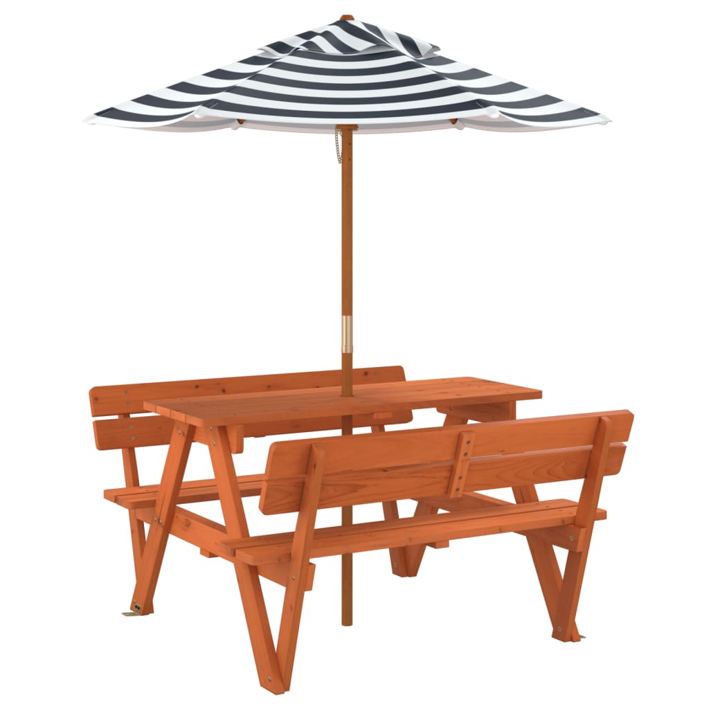 Picknicktafel voor 4 kinderen met parasol massief vurenhout - AllerleiShop