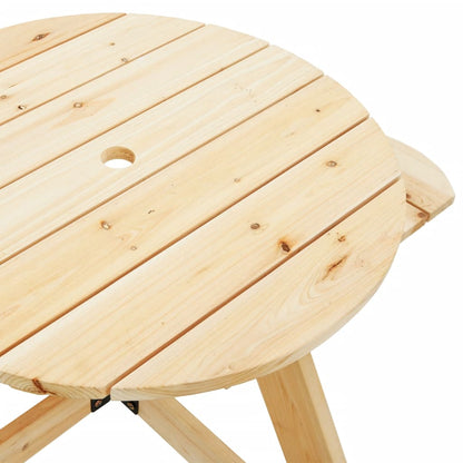 Picknicktafel voor 4 kinderen met parasol rond vurenhout - AllerleiShop