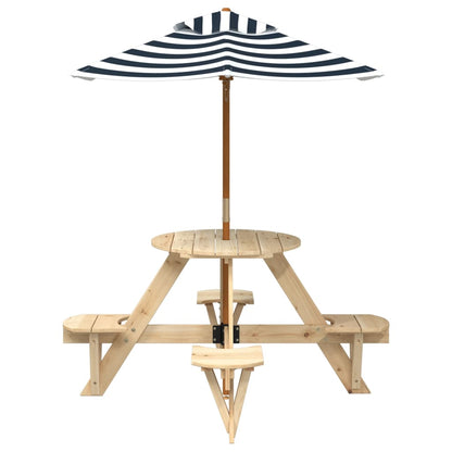 Picknicktafel voor 4 kinderen met parasol rond vurenhout - AllerleiShop