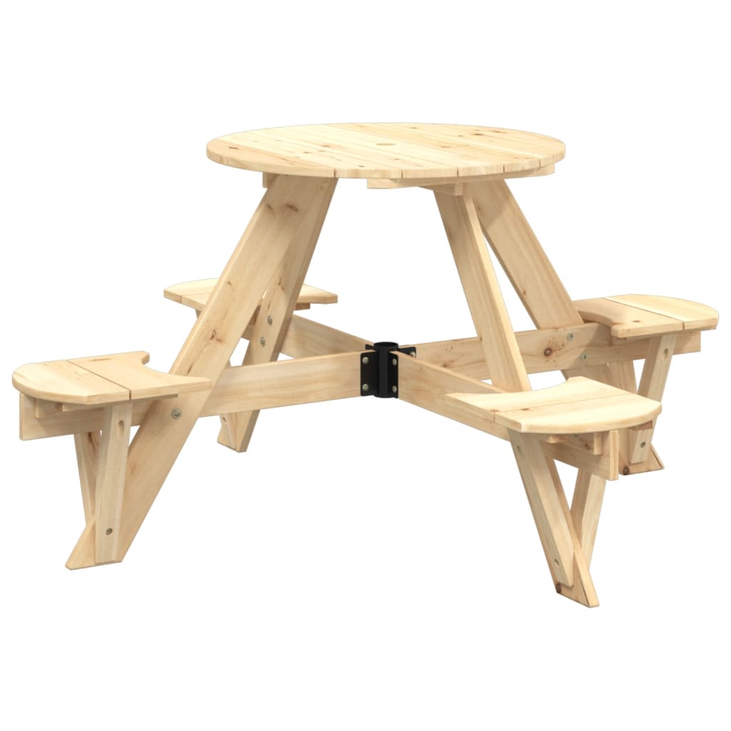 Picknicktafel voor 4 kinderen met parasol rond vurenhout - AllerleiShop