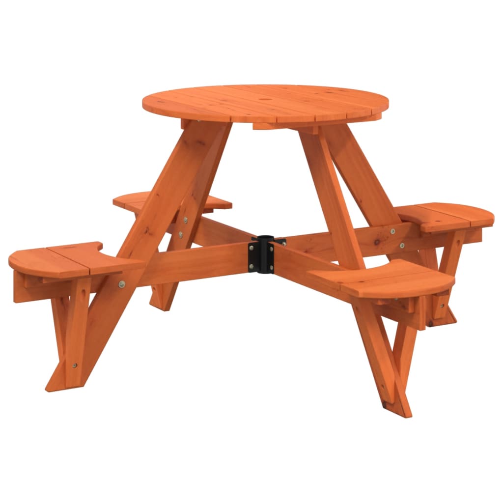 Picknicktafel voor 4 kinderen met parasol rond vurenhout - AllerleiShop