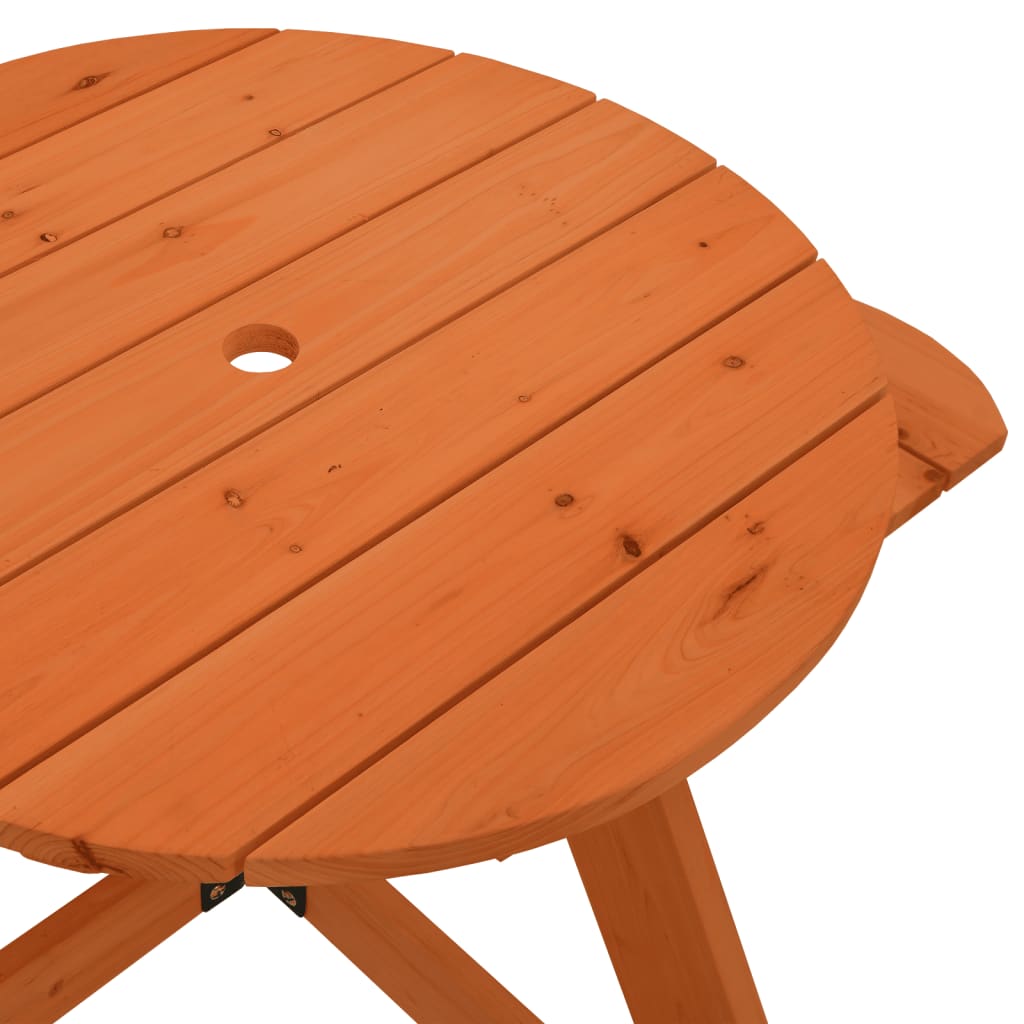 Picknicktafel voor 4 kinderen met parasol rond vurenhout - AllerleiShop