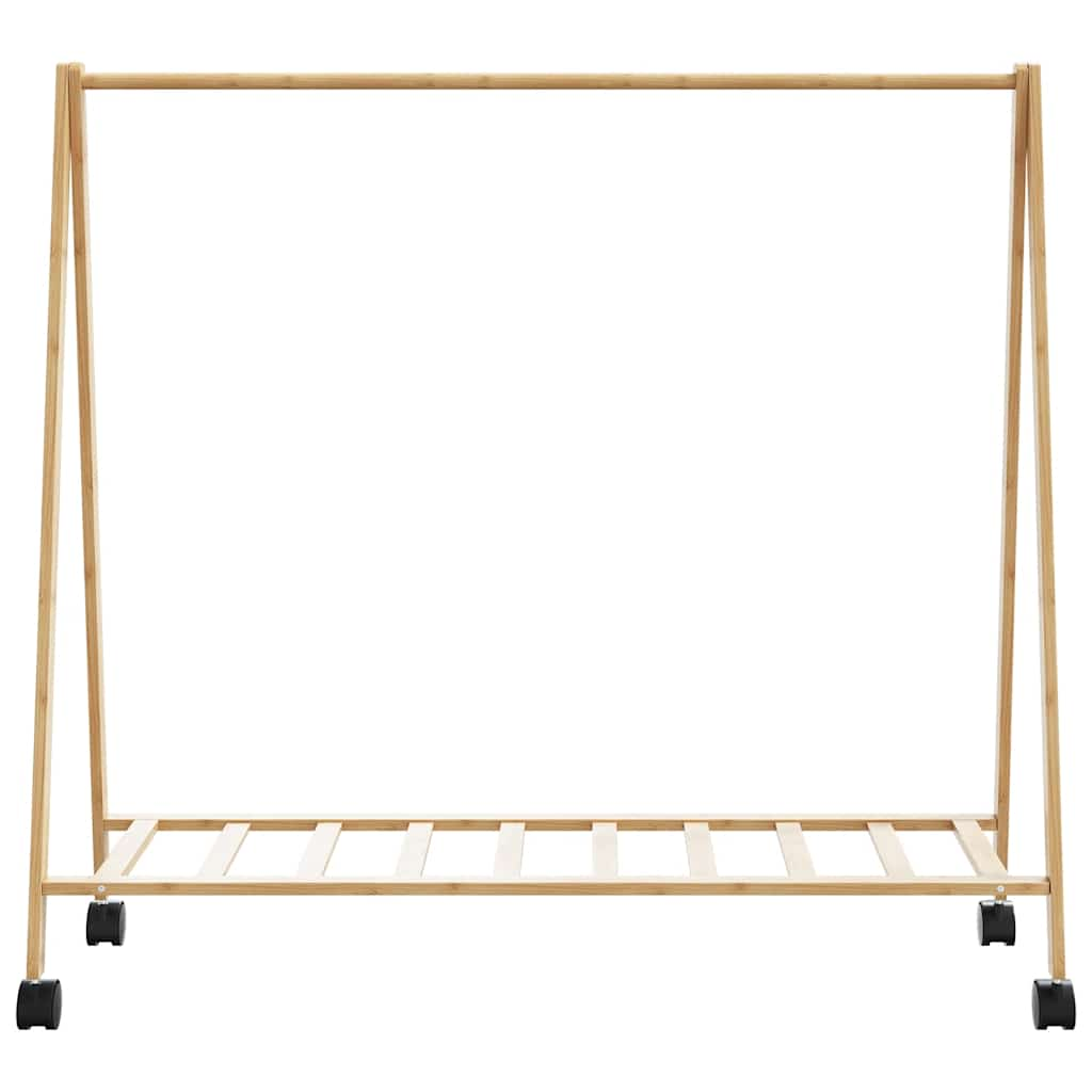 Kledingrek met schappen en wielen 106x34x106,5 cm bamboe - AllerleiShop