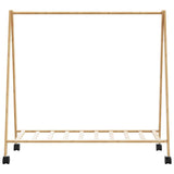 Kledingrek met schappen en wielen 106x34x106,5 cm bamboe - AllerleiShop