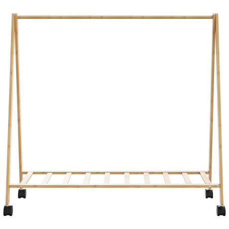 Kledingrek met schappen en wielen 106x34x106,5 cm bamboe - AllerleiShop