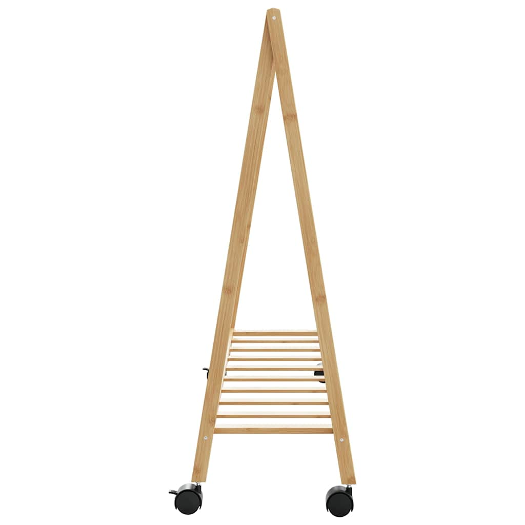 Kledingrek met schappen en wielen 106x34x106,5 cm bamboe - AllerleiShop