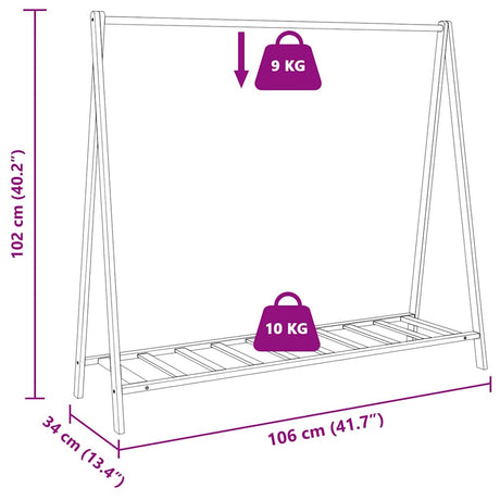 Kledingrek met schappen 106x34x102 cm bamboe - AllerleiShop