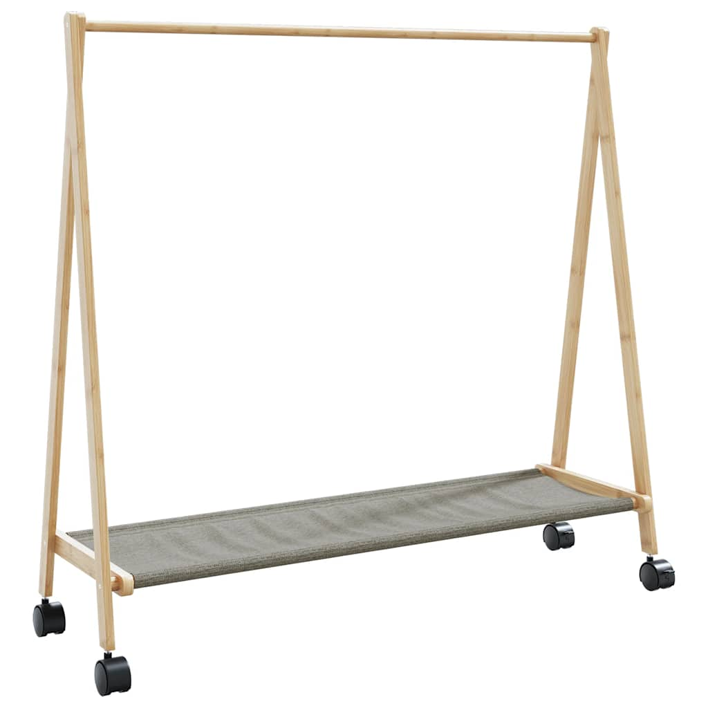 Kledingrek met schappen en wielen 106x34x106,5 cm bamboe - AllerleiShop