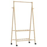 Kledingrek met schappen en wielen 96x45,5x155,5 cm bamboe - AllerleiShop