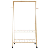 Kledingrek met schappen en wielen 96x45,5x155,5 cm bamboe - AllerleiShop