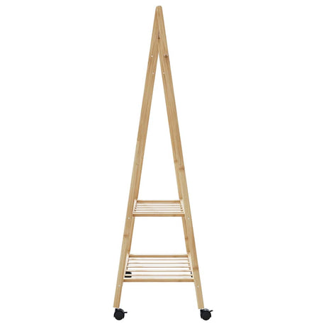 Kledingrek met schappen en wielen 96x45,5x155,5 cm bamboe - AllerleiShop