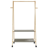 Kledingrek met schappen en wielen 96x45,5x155,5 cm bamboe - AllerleiShop