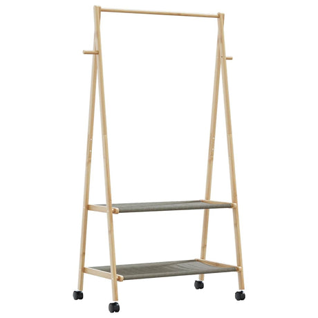 Kledingrek met schappen en wielen 96x45,5x155,5 cm bamboe - AllerleiShop