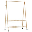 Kledingrek met schappen en wielen 132x45,5x155,5 cm bamboe - AllerleiShop