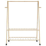 Kledingrek met schappen en wielen 132x45,5x155,5 cm bamboe - AllerleiShop