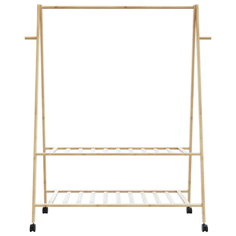 Kledingrek met schappen en wielen 132x45,5x155,5 cm bamboe - AllerleiShop