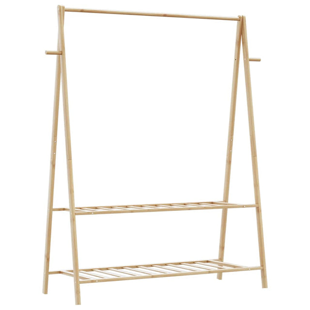 Kledingrek met schappen 132x45,5x150,5 cm bamboe - AllerleiShop