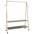 Kledingrek met schappen en wielen 132x45,5x155,5 cm bamboe - AllerleiShop