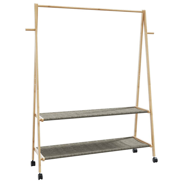 Kledingrek met schappen en wielen 132x45,5x155,5 cm bamboe - AllerleiShop