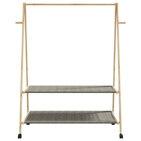 Kledingrek met schappen en wielen 132x45,5x155,5 cm bamboe - AllerleiShop