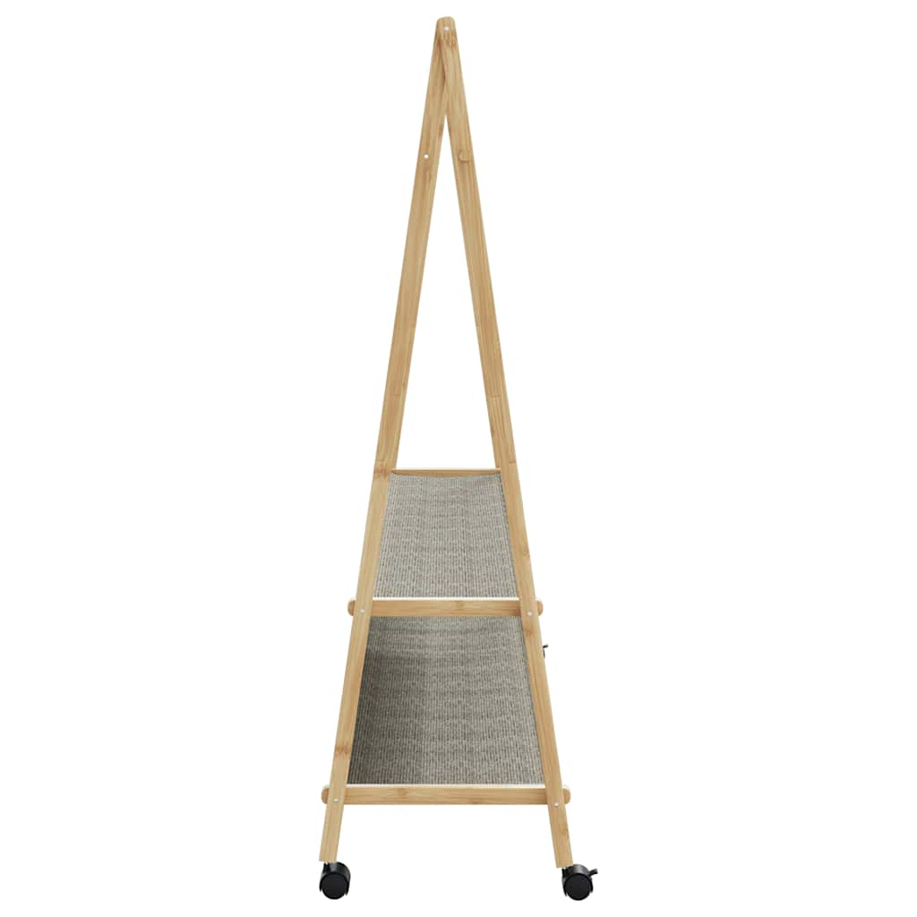 Kledingrek met schappen en wielen 132x45,5x155,5 cm bamboe - AllerleiShop