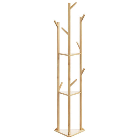 Kapstok met haken en schappen 39x33x166 cm bamboe - AllerleiShop